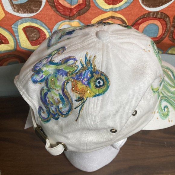 Taloolah Designs Artist Hand Painted Key West Fish Glitter Snapback Hat Cap NWT - Picture 4 of 8